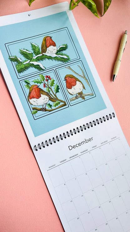 PRE-ORDER British Birds 2027 Calendar- Original Illustrated UK Nature Calendar