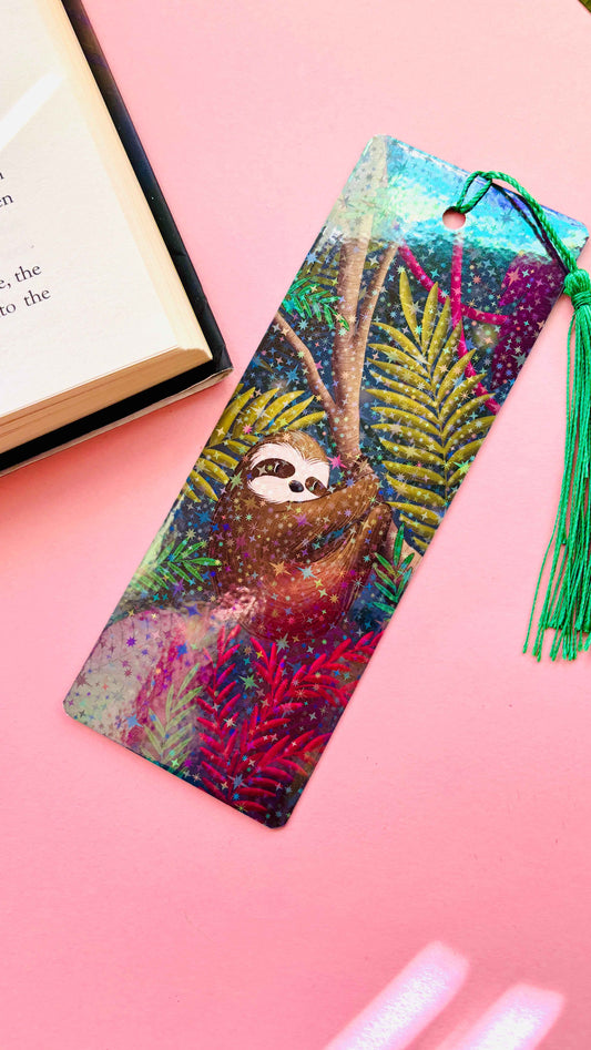Sloth Gift Holographic Bookmark- Handmade Wildlife Gift