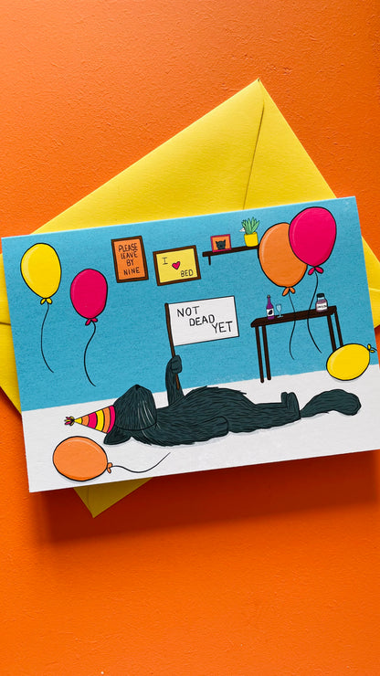 Not Dead Yet funny cat birthday card.