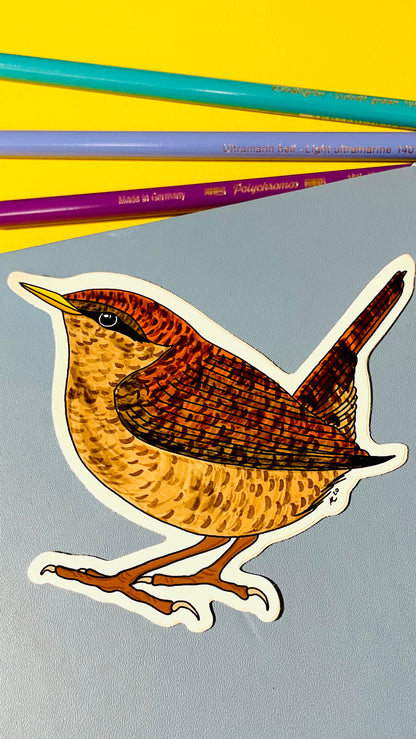 Wren Illustrated Vinyl Sticker