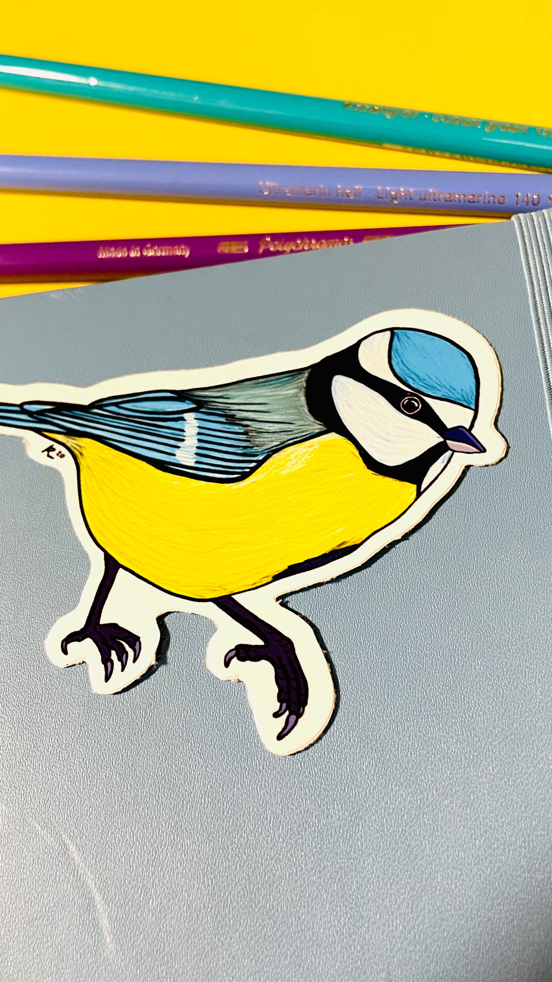 Blue Tit Illustrated Vinyl Sticker - Pixiecraft