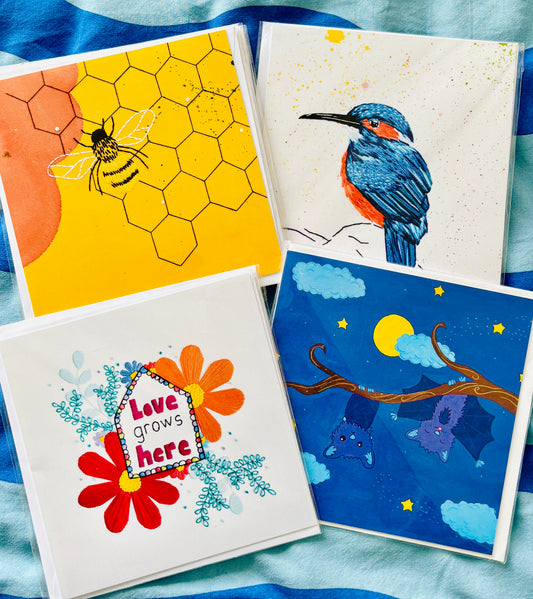 CLEARANCE Square Embroidery Greetings Cards