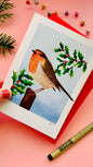 Illustrated Robin Christmas Card