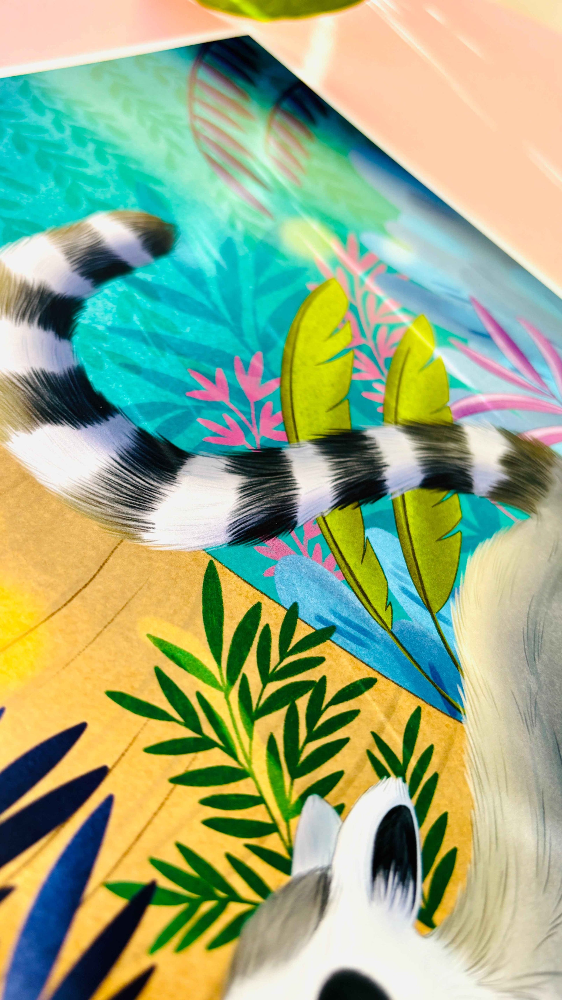 Ring-Tailed Lemur Art Print – Whimsical Jungle Wall Art