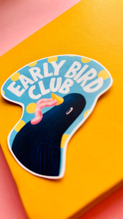 Early Bird Club vinyl sticker, perfect gift for bird watchers, nature enthusiasts, and morning people