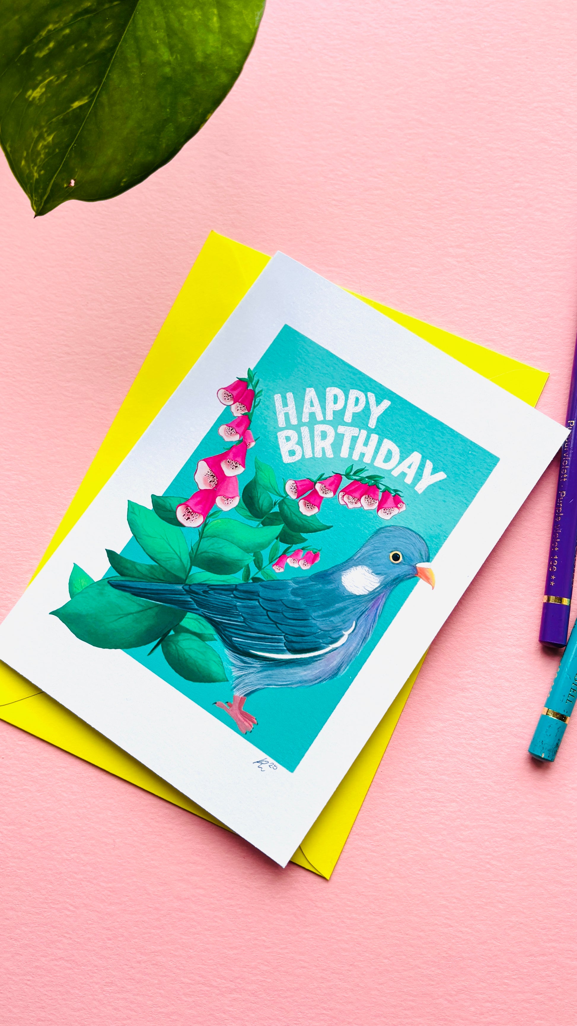 Birthday card for pigeon lovers handmade in the UK
