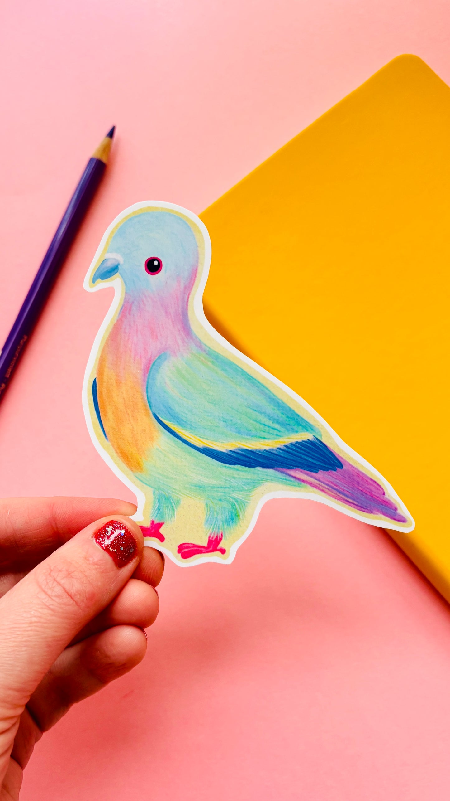 pink necked green pigeon vinyl sticker 