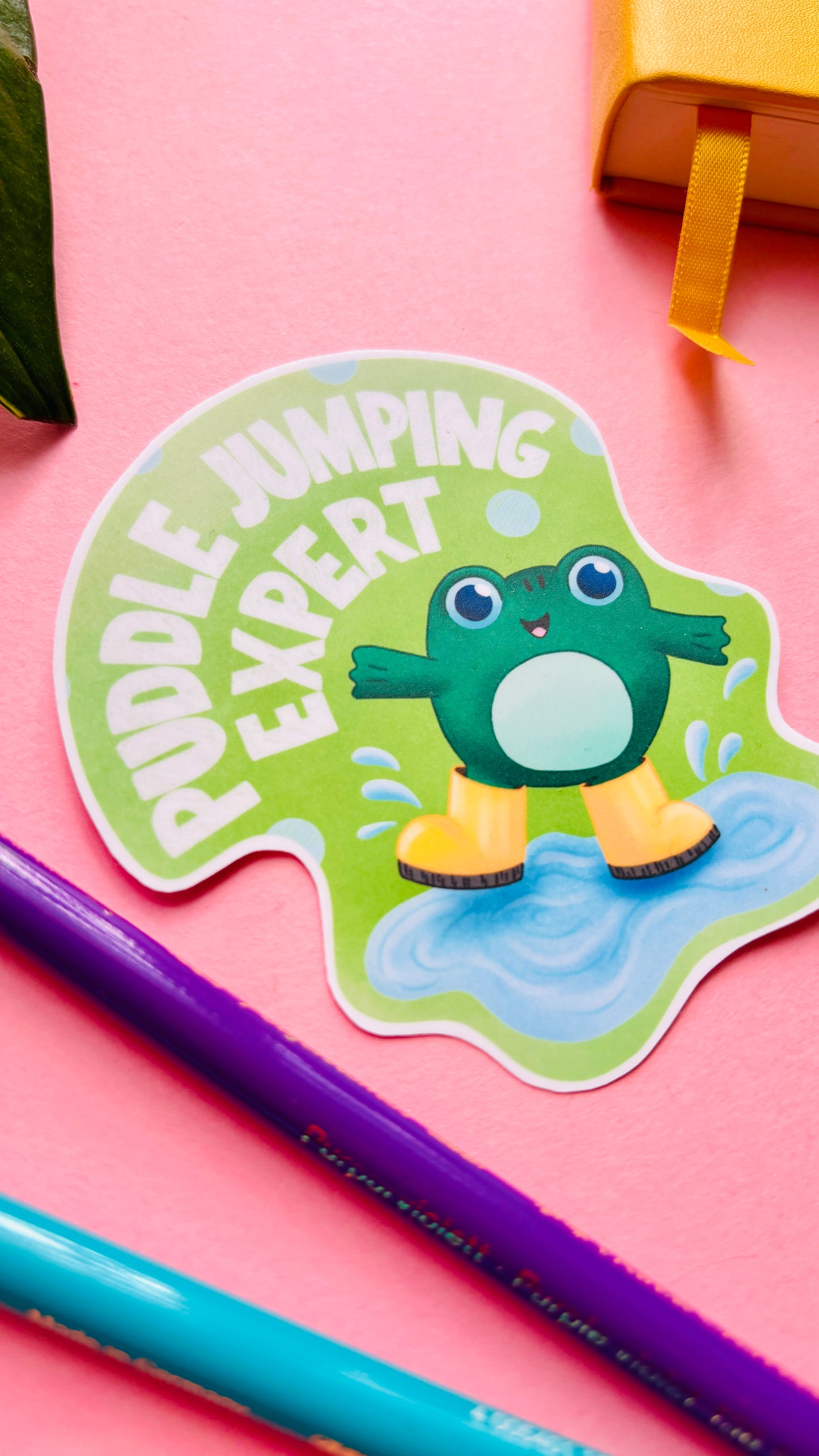 Puddle Jumping Club vinyl sticker, perfect gift for frog lovers, nature enthusiasts, and rainy-day fun fans