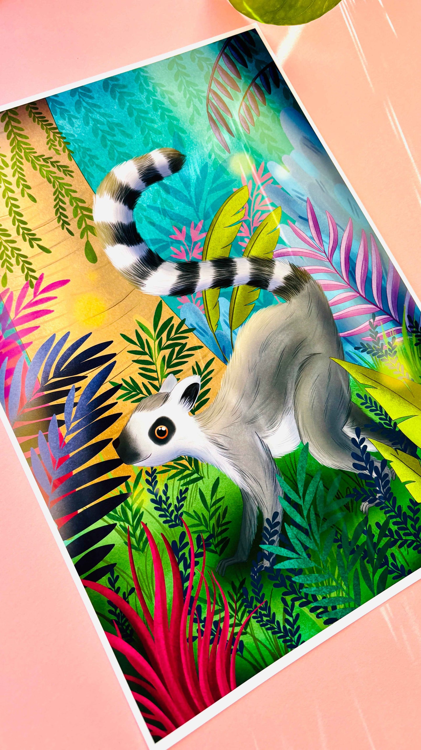 Ring-Tailed Lemur Art Print – Whimsical Jungle Wall Art