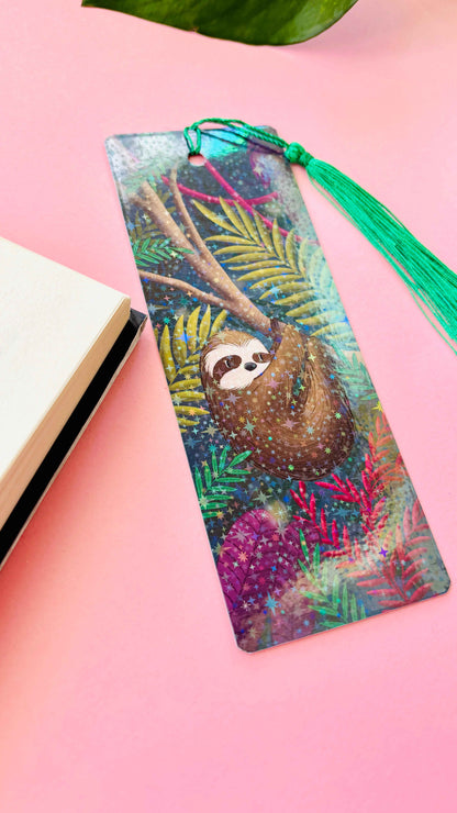 Sloth Gift Holographic Bookmark- Handmade Wildlife Gift