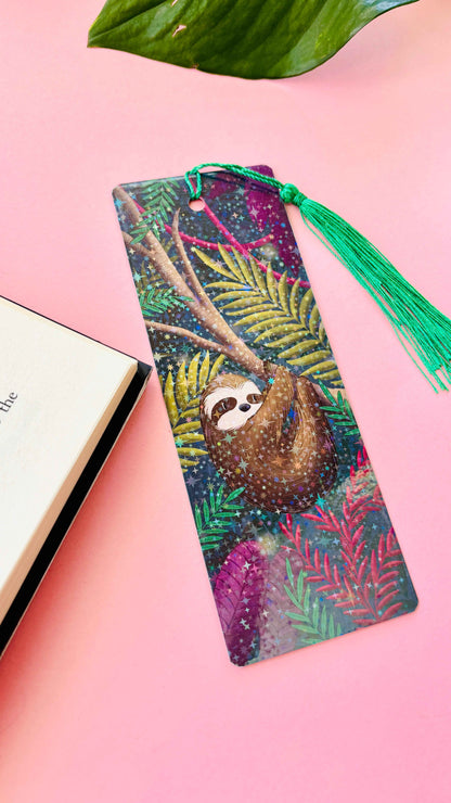 Sloth Gift Holographic Bookmark- Handmade Wildlife Gift