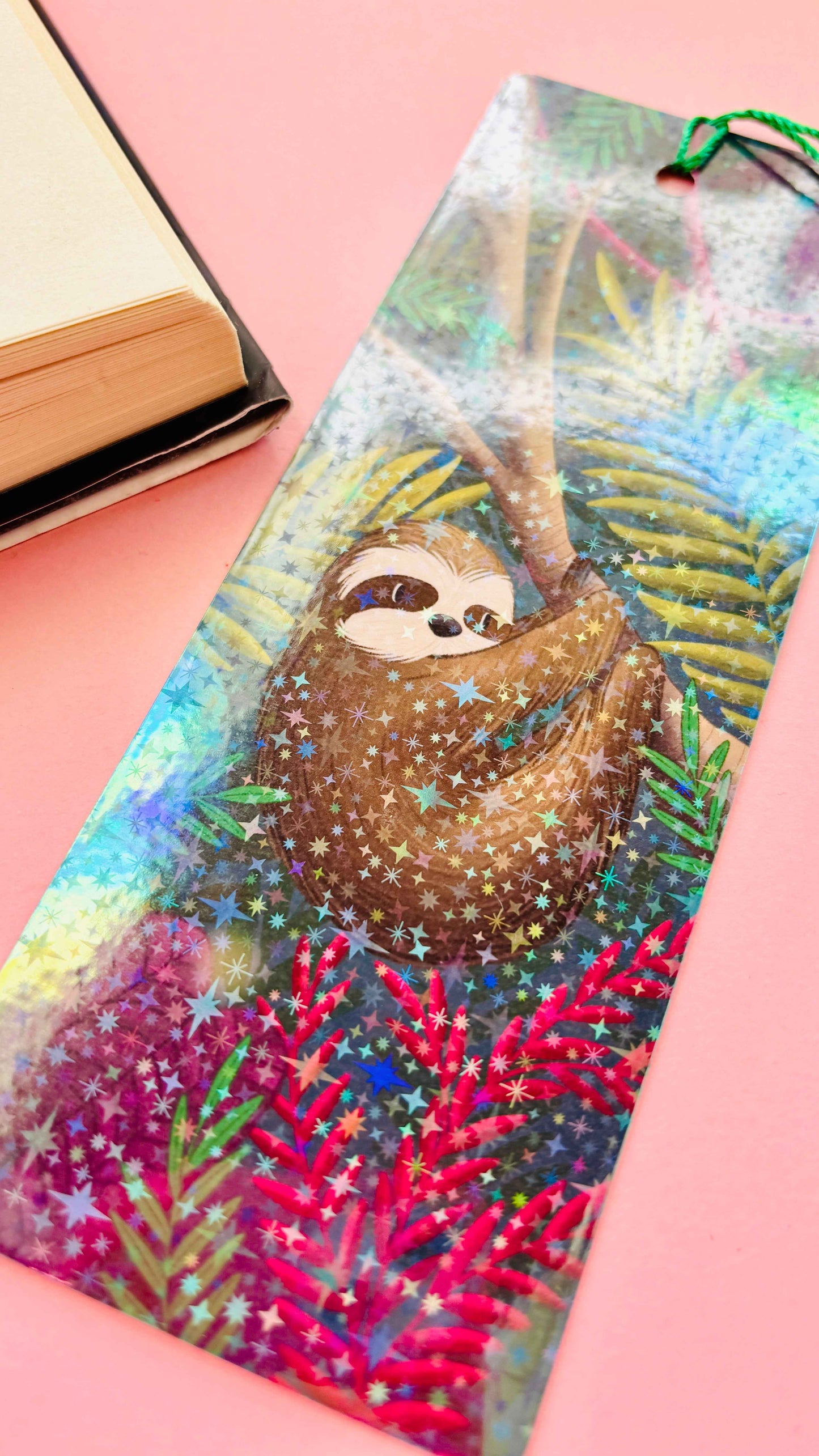 Sloth Gift Holographic Bookmark- Handmade Wildlife Gift