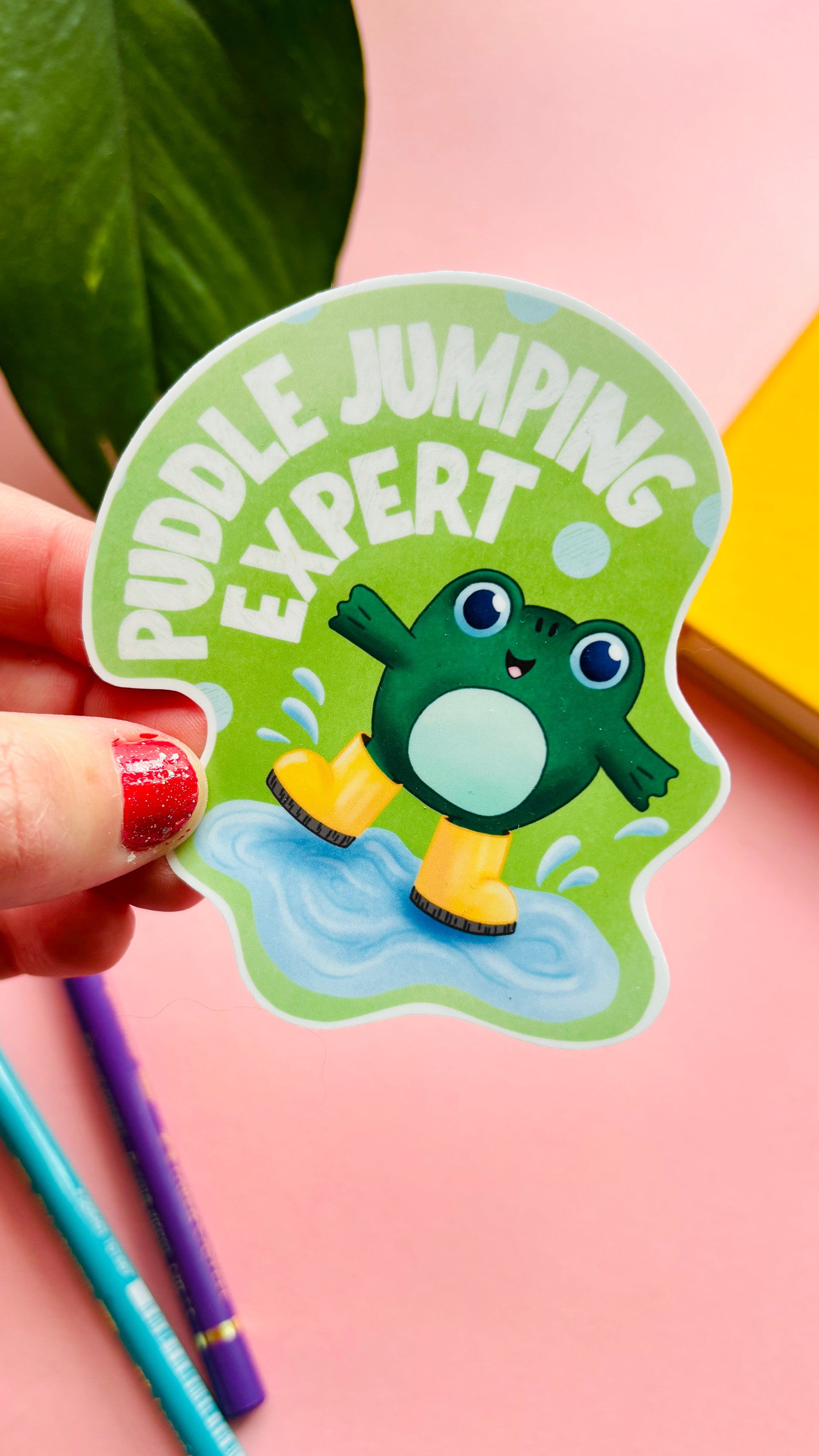 Puddle Jumping Club vinyl sticker, perfect gift for frog lovers, nature enthusiasts, and rainy-day fun fans
