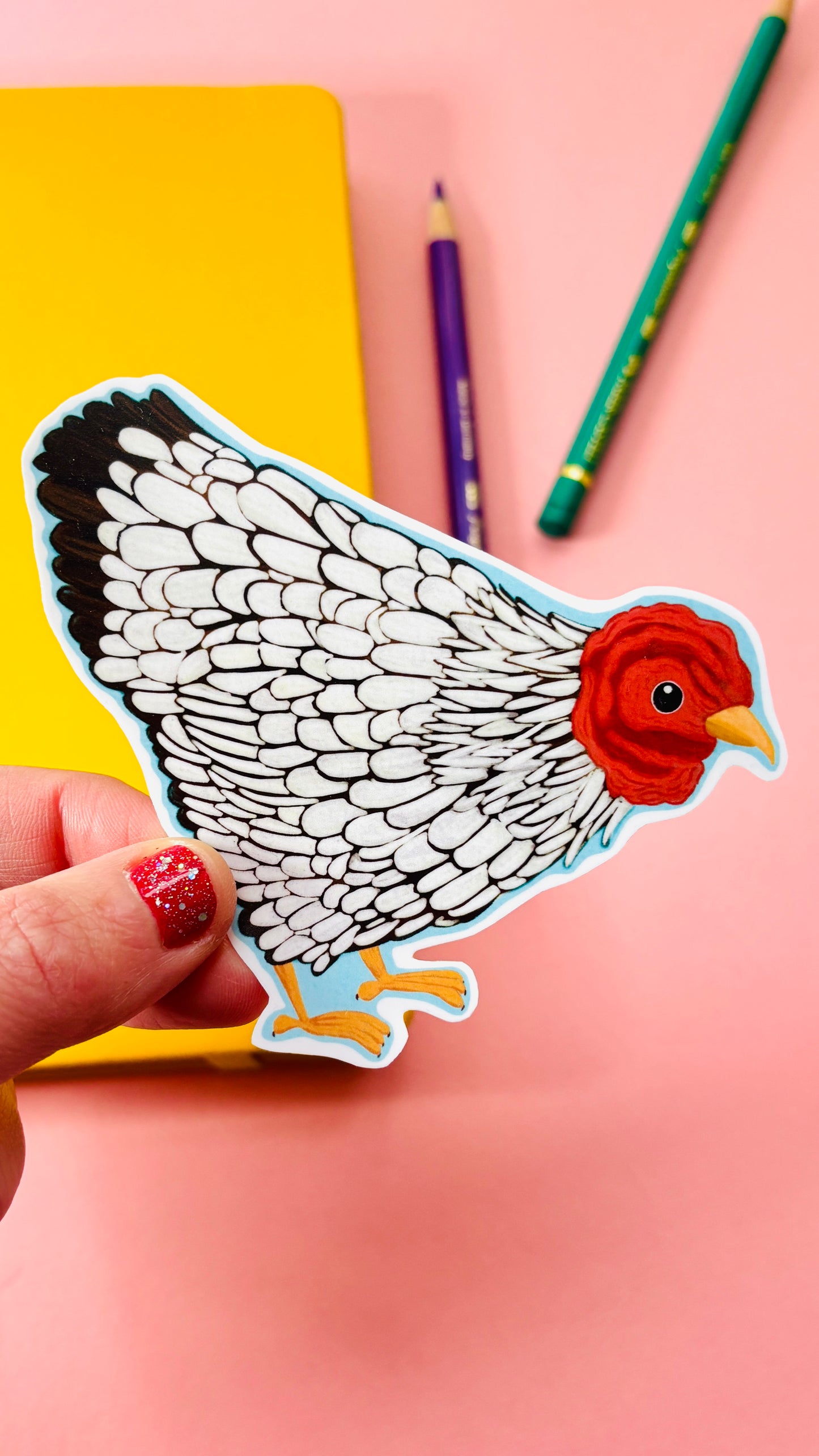 wyandotte chicken illustrated vinyl sticker