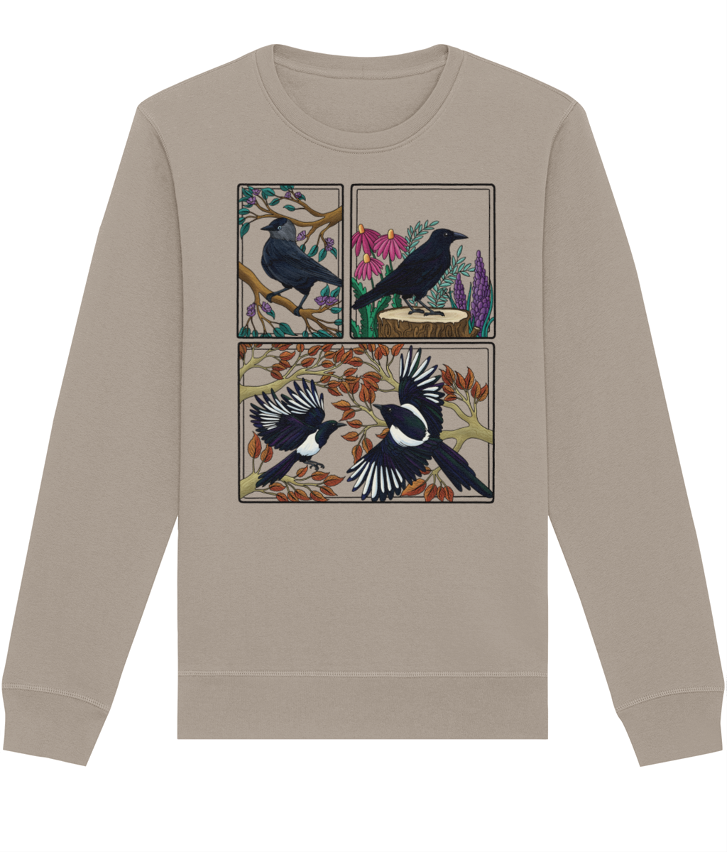 British Corvid Birds Organic Cotton Sweatshirt
