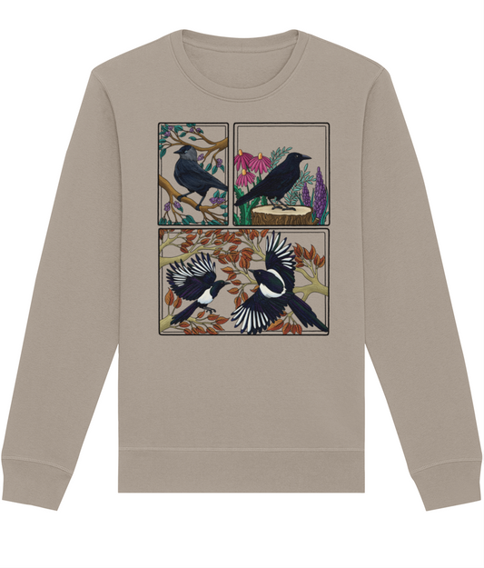 British Corvid Birds Organic Cotton Sweatshirt
