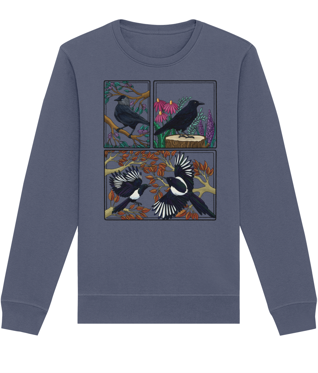 British Corvid Birds Organic Cotton Sweatshirt