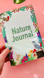 Illustrated cover of an A5 nature observation journal, full colour nature artwork designed and printed in the UK