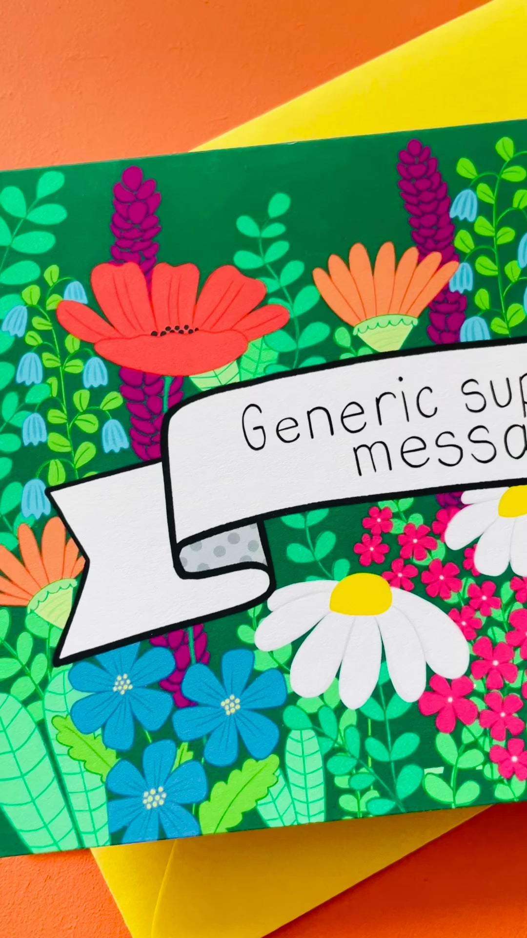 Video of close up of generic supportive message card