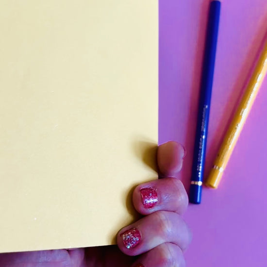 A funny handmade greetings card for mum or dad and reads “from your favourite child” on a blue and pink banner against a colourful retro feel floral background. Supplied with a yellow envelope.