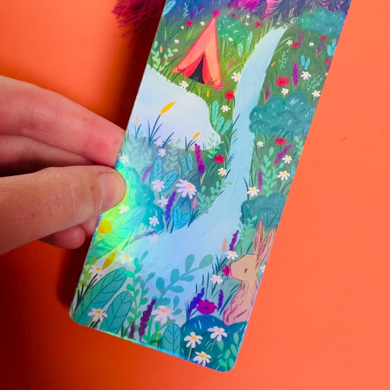 Illustrated wild camping rainbow bookmark