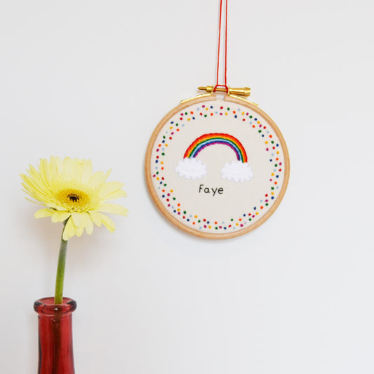 Personalised Rainbow Embroidery Hoop Art