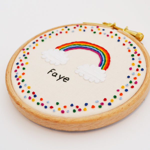 Personalised Rainbow Embroidery Hoop Art