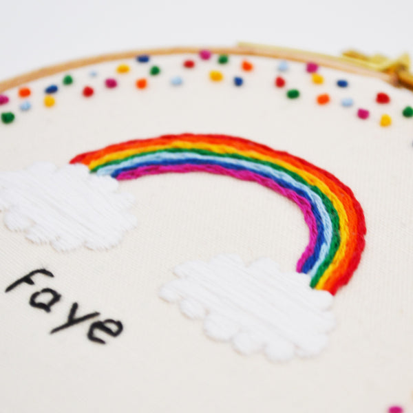 Personalised Rainbow Embroidery Hoop Art