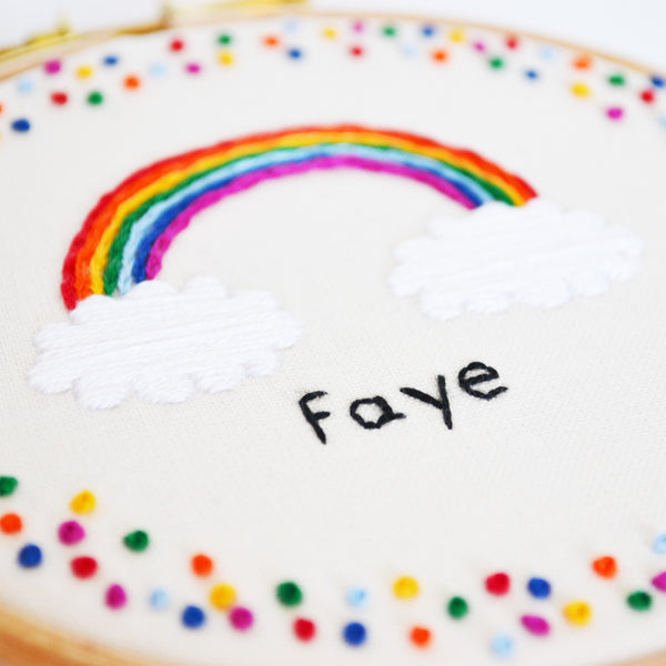 Personalised Rainbow Embroidery Hoop Art