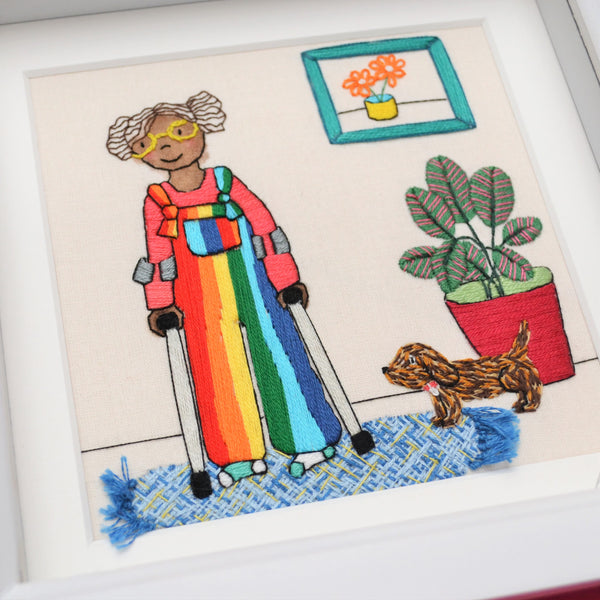 Live Colourfully Original Hand Embroidered Art