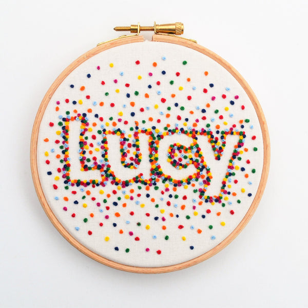 Personalised Rainbow Embroidery Name Art