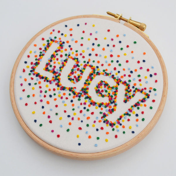 Personalised Rainbow Embroidery Name Art