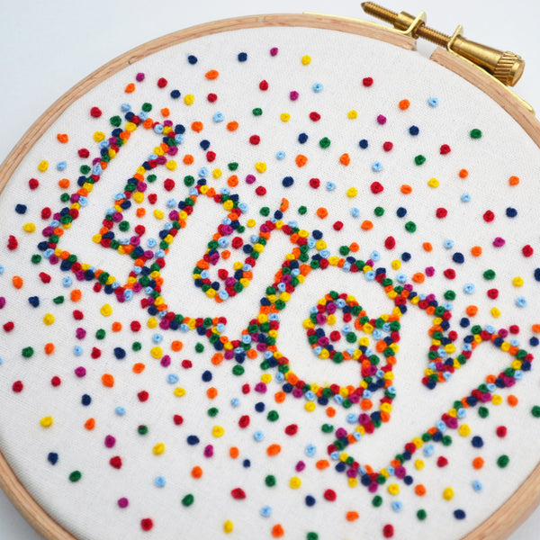 Personalised Rainbow Embroidery Name Art