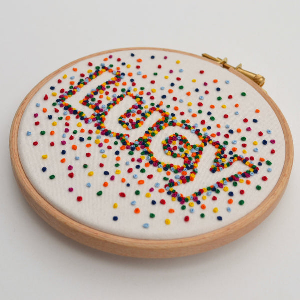 Personalised Rainbow Embroidery Name Art