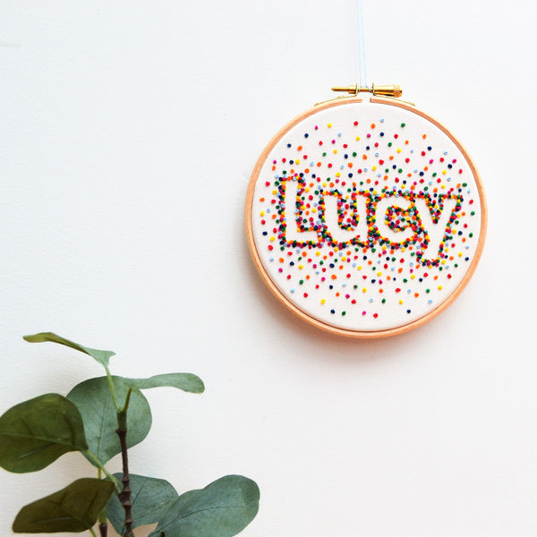 Personalised Rainbow Embroidery Name Art