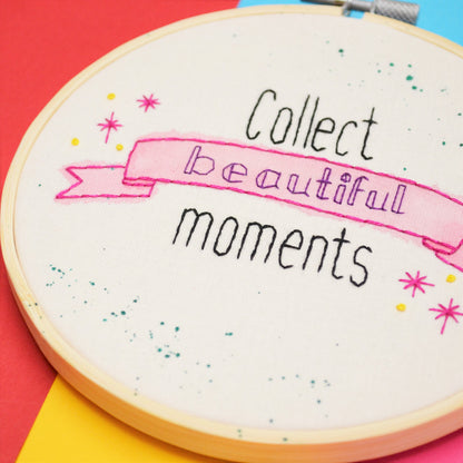 Collect Beautiful Moments Hand Embroidery Hoop Art - Pixiecraft